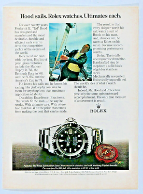 Frederick E Ted Hood Skipper Rolex Vintage 1983 Original Print Ad