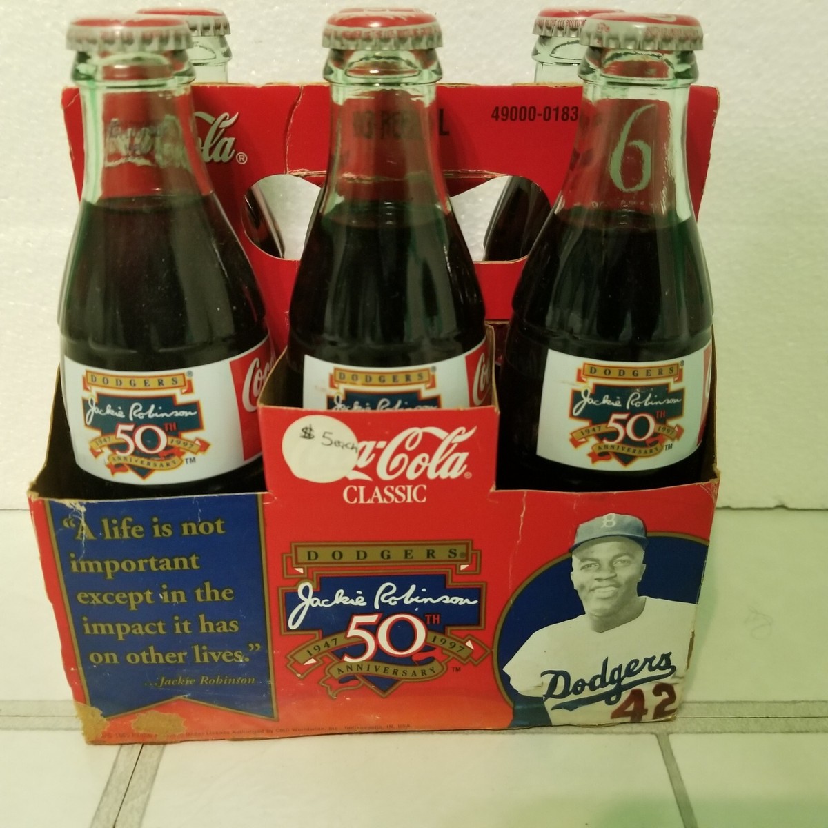Coca-Cola Collectible Full 6 Pack Dodgers Jackie Robinson 50th