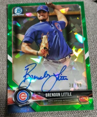 2018 Bowman Chrome Brendon Little RC On Card Auto Green #38/99 Chicago Cubs