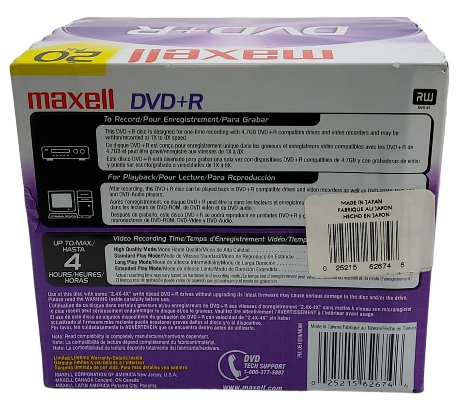 Maxell DVD+R Recordable DVD 8x 4.7GB 120 Min in Slimline Case 20 Pack New - Image 2 of 4