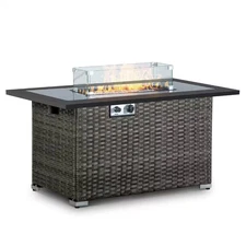 44 In. 50,000BTU Fire Pit Propage Gas Fire Pit Table with Hand Woven Rattan Patt