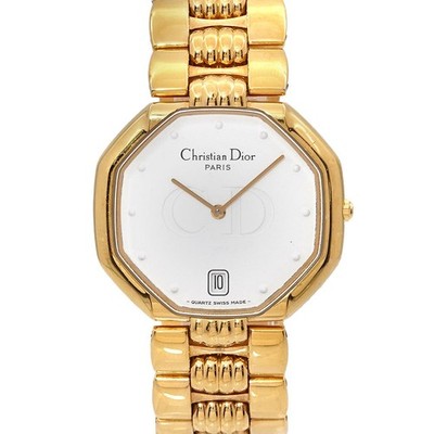 Christian Dior Octagon 45.154 Quartz Date White Dial Mens Watch