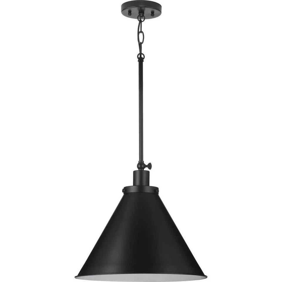 Progress Lighting Hinton Collection 16 in. 1-Light Matte Black Pendant - Image 4 of 4