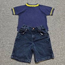 Vintage Gold Town Navy Tee & Arizona Denim Shorts Set Boys Size 4 Made in USA