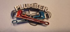 Vintage Plumber Belt Buckle 1990 Plumbers Pipe Wrench Buckle Enamelled 1967