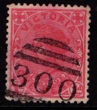 Australia Victoria 1905 One Penny 1d red perf 12 x 12&frac12; SG416 Used numeral 300