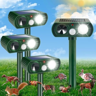 1/2/4 Pack Solar Ultrasonic Animal Repellent Dog Skunk Deer Raccoon For Garden