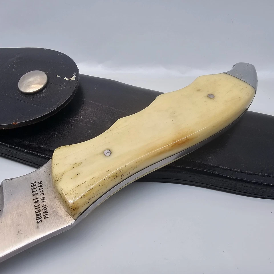 Vntg Parker Cut Co Fixed Blade w White Bone Handle Surgical Steel Made in Japan - Image 4 of 4
