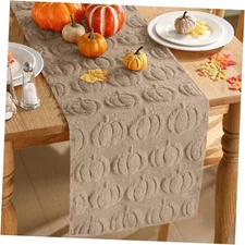 Fall Table Runner Cute 3D Faux Fur Soft Fall Table Runner for Brown Pumpkin