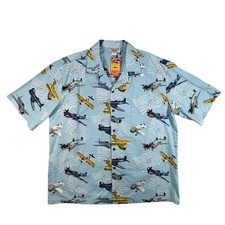 Vintage Pacific Legend Hawaiian Shirt Mens XXL Made in USA Fighter Plane WW2