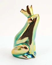 Zsolnay Eosin Princess Frog Figurine - Gold Tone