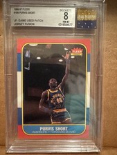 1986-87 FLEER PURVIS SHORT GAME USED PATCH JERSEY FUSION #100 BGS 8