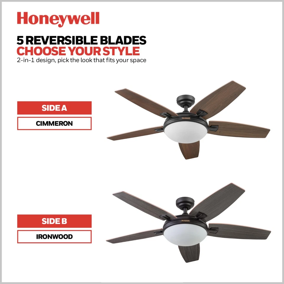 Honeywell Carmel Ceiling Fan, Quiet Motor and Remote Control, 48 Inch, Bronze - Image 3 of 4