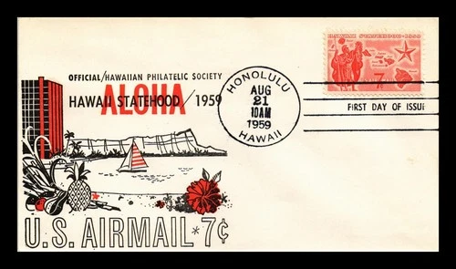 US COVER HAWAII STATEHOOD AIR MAIL FDC SCOTT C55 HAWAIIAN PHILATELIC SOCIETY
