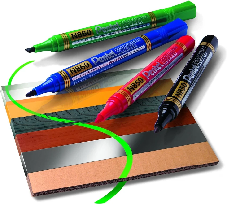 Marcadores Permanentes Pentel Bullet Point - Negro (Pack de 12) Foto 4 de 4