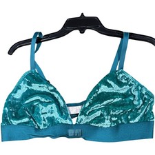 Victorias Secret Pink Bralette XL Green Velvet Wireless Adjustable Strap Bra