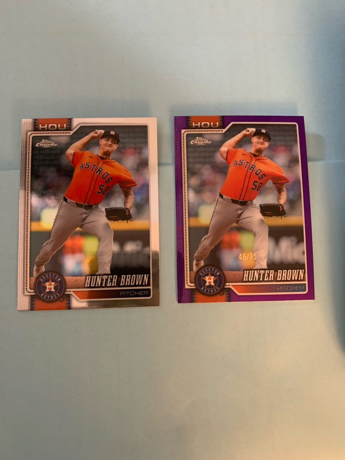 2026 Topps chrome Hunter Brown #285 Quantity 2 - 1 Purple /75 & 1 Base