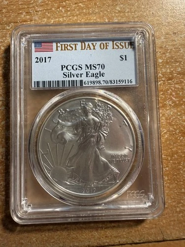 2017 $1 Silver Eagle First Day of Issue PCGS MS70 American Flag