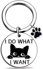 Funny Cat Keychain Cute Cats Lovers Gifts Black Cat Stuff for Women Girls Christ