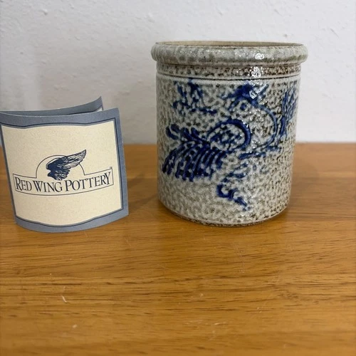 Red Wing Pottery Salt Glaze Crock 1997 Brown W/Blue Bird  3.5” Matt Wassenaar