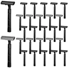 25 Pcs Twin Blade Disposable Razors Bulk with Safety Cap Stainless Steel Shaving
