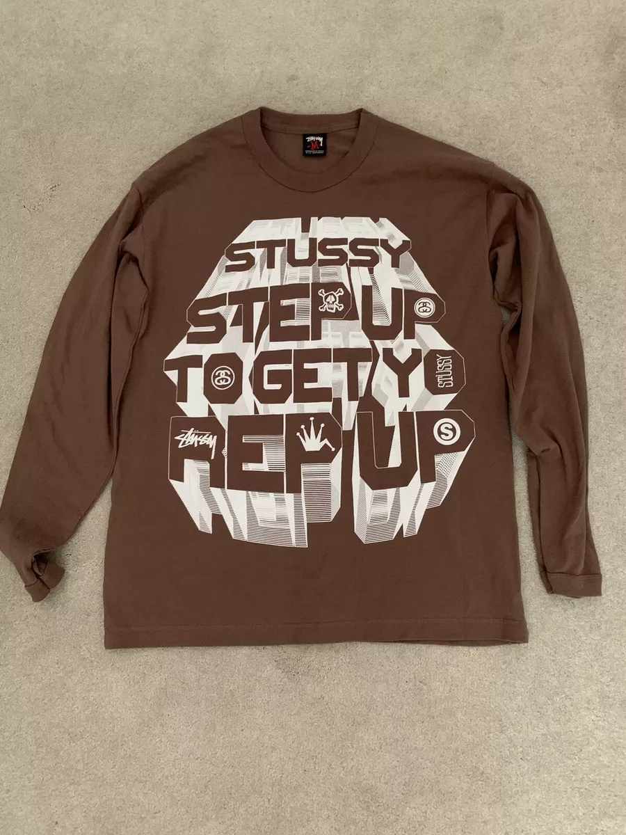Stussy Vintage ‘Step Up To Get Yo Rep Up’ Brown Long Sleeve Size M