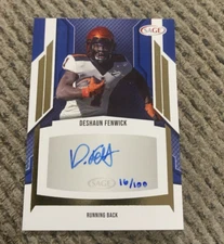DESHAUN FENWICK 2024 SAGE HIGH SERIES ROOKIE AUTO NE PATRIOTS GOLD #d /100 OSU
