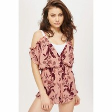 Topshop Pink Floral Playsuit Romper