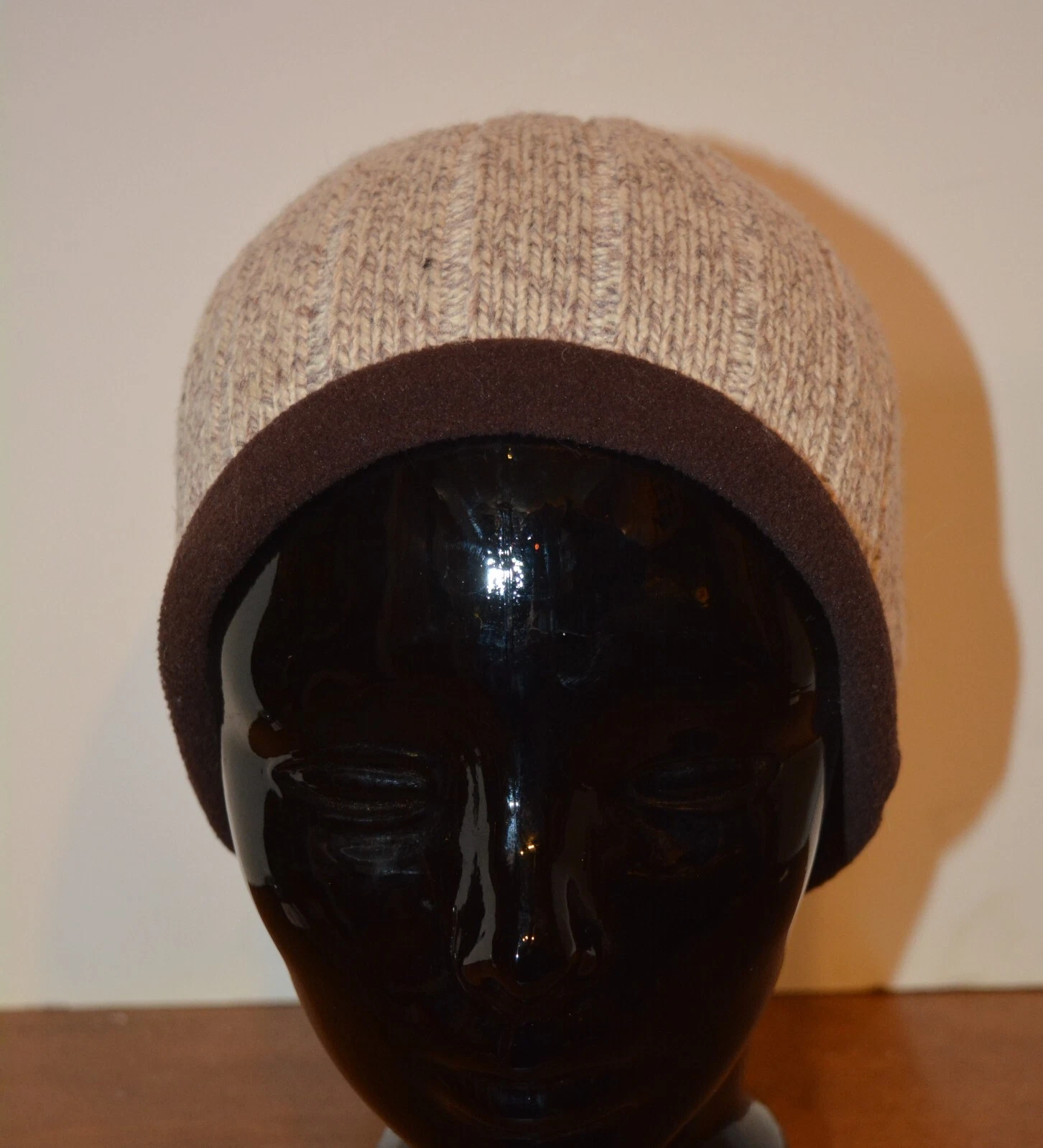 VTG Men's Wool Knit & Fleece Lined Beanie Hat Cap