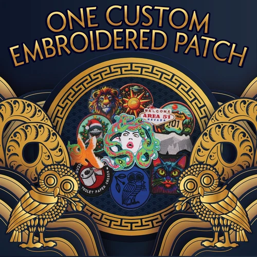 ONE Custom Patch - 2" up to 11" - Up to 10 Colors - Embroidered Applique Patch
