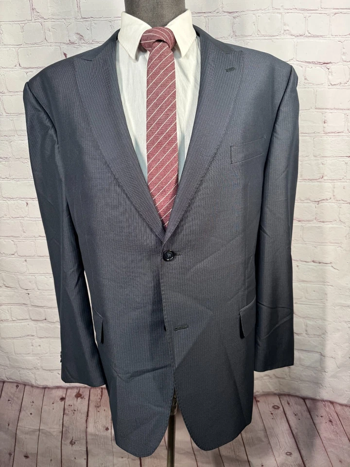 SEAN JOHN Mens Gray REG FIT PINSTRIPE Pleated 2pc Suit 46R Jacket 40x29 Pant - Image 2 of 4