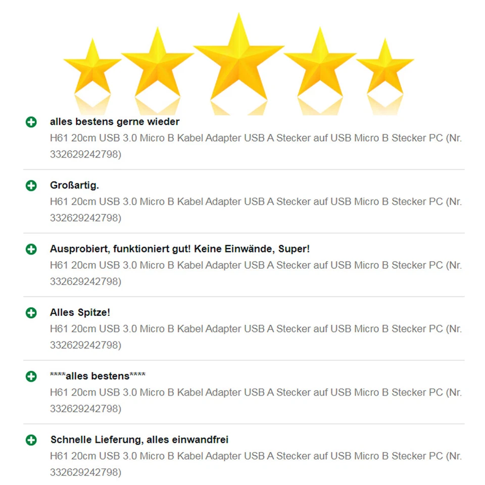 H61 USB 3.0 Micro B Kabel USB 3.0 Stecker auf Micro B Stecker Datenkabel 20cm - Bild 4 von 4