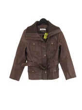 M&co Women's Jacket Uk 12 Brown Leather With Polyester Motorcycle Jacket