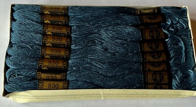 25 DMC #930 Antique Blue Dark Embroidery Skeins Paris France New Old Stock