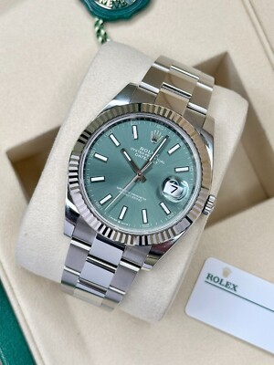 Rolex Datejust 41 126334 Mint Green Fluted Oyster NEW 2025 COMPLETE FULL SET