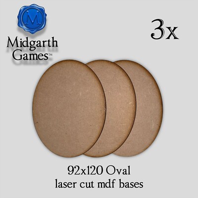 3x 92x120mm Oval MDF Bases Miniature Warhammer AoS 40K FREE SHIPPING US SELLER