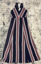 Express Womens Halter/Cami Maxi Dress Size S Rose/White/Blue Sleeveless Flowy