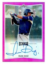 ISAN DIAZ RC 2016 LEAF DRAFT MAGENTA REFRACTOR AUTO#06/15!?MARLINS 2B RC AUTO