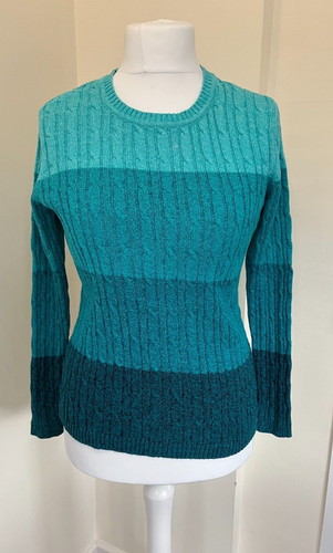 Karen Scott Cotton Jumper - Size medium - Green Stripe