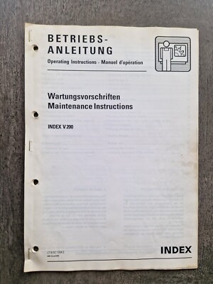 INDEX V 200 Bedienungsanleitung''Wartungsvorschriften'' auf Englisch/Deutsch 23 S.