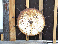 Industrial Farm Rusty Rotary Hoe Wheel Star Cultivator Wheel Disk Rustic Decor 1
