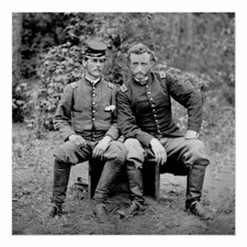 George A. Custer and Confederate soldier Re-Print 4x4