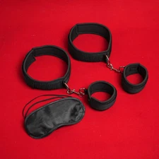 Handcuffs Wrist To Thigh Leg Cuffs 3pcs Set Bondage Eye-patch Restraint  Couples