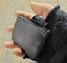 Genuine Leather Small Zipper Pouch Coin Purse Women Men 4 x2.5" Made in U.S.A