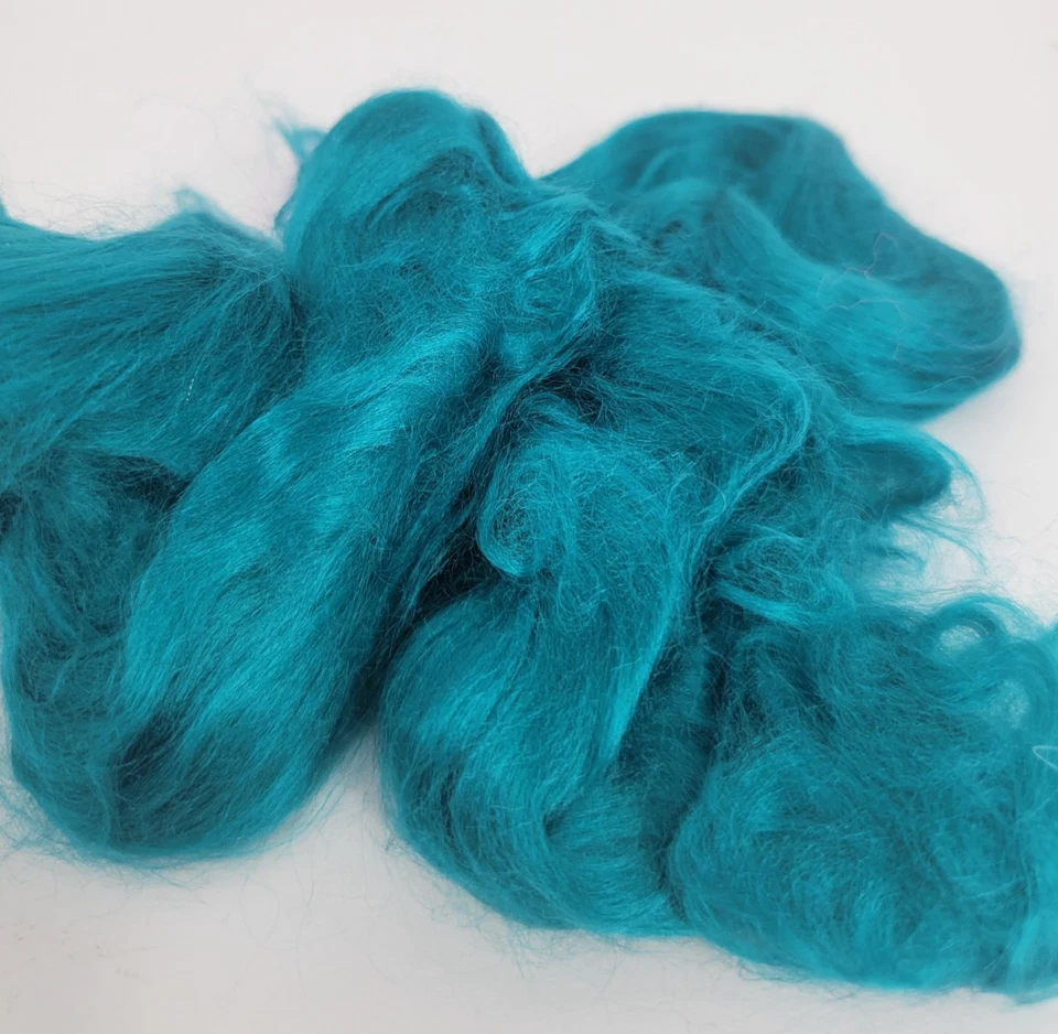 Bamboo Silver Fiber Dyed Malachite 0.5 ounce Spinning Felting - Image 2 of 3