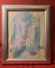 Quadro Antico. Carboncino nero e colorato; cm 19x24