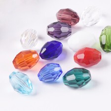 Rugby Oval 8x6mm 10x8mm Faceted Crystal Glass Loose Beads for Jewelry Making