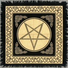 Pentagram Gold Pagan Altar Cloth Tarot Wall Hanging  Witch