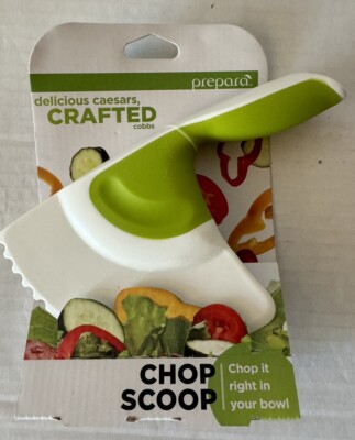 NEW Crate & Barrel Prepara Chop Scoop Salad Chopper Non Scratch Tool Green&White