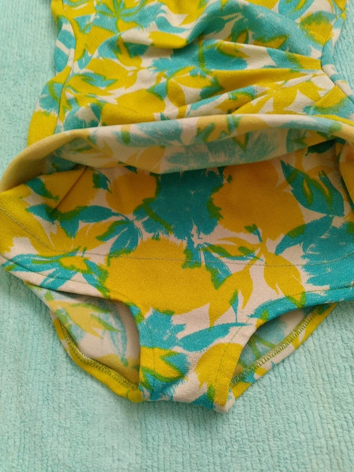Винтажный 60-х вырезка купальник MED бирюзовый и желтый - Изображение 4 из 4